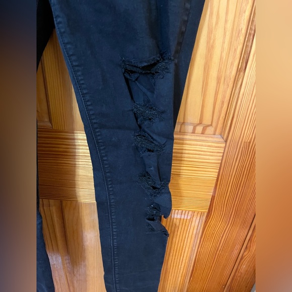 High Waisted Black Distressed Ripped Jeans - Picture 5 of 7